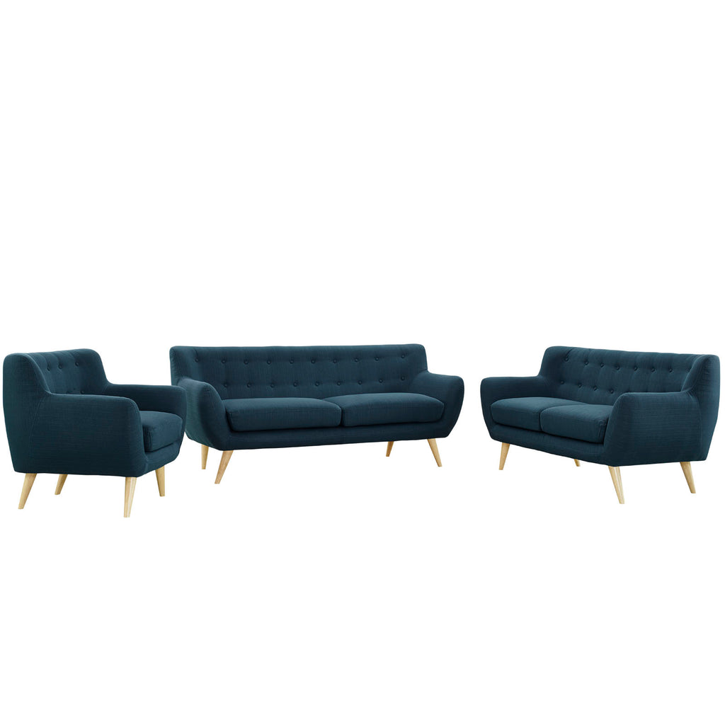 Navy Fabric Three PCS Living Room Set M16097