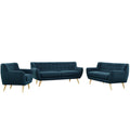 Navy Fabric Three PCS Living Room Set M16097