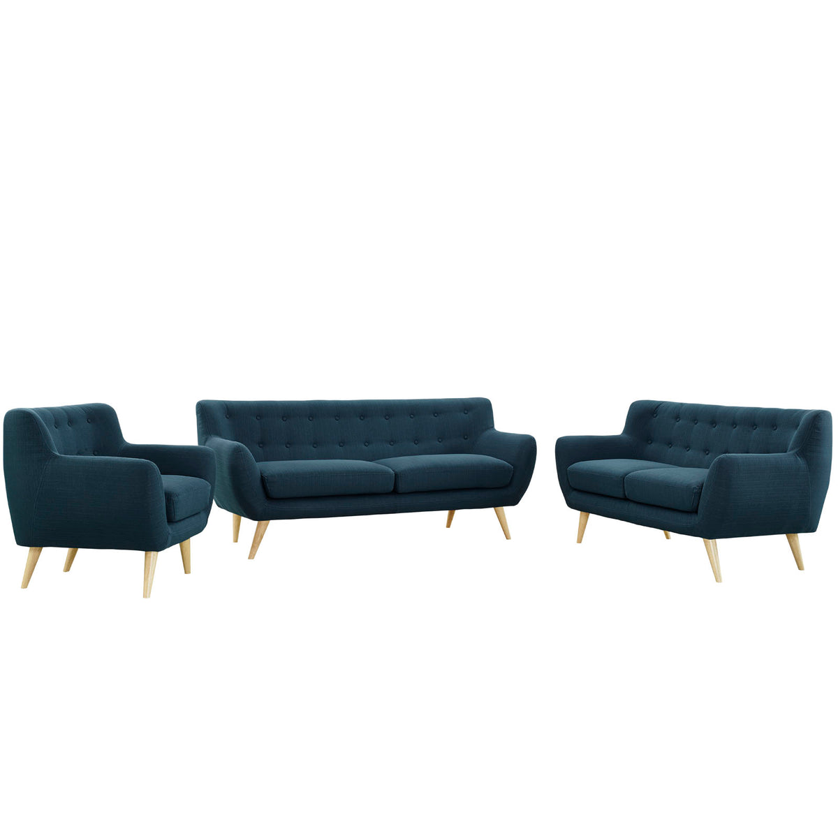 Navy Fabric Three PCS Living Room Set M16097