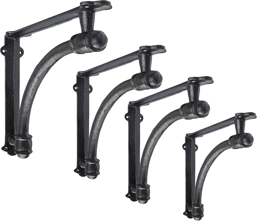 2 Pack Heavy Duty Rustic Black Iron Half Round Wall Shelf Bracket E204