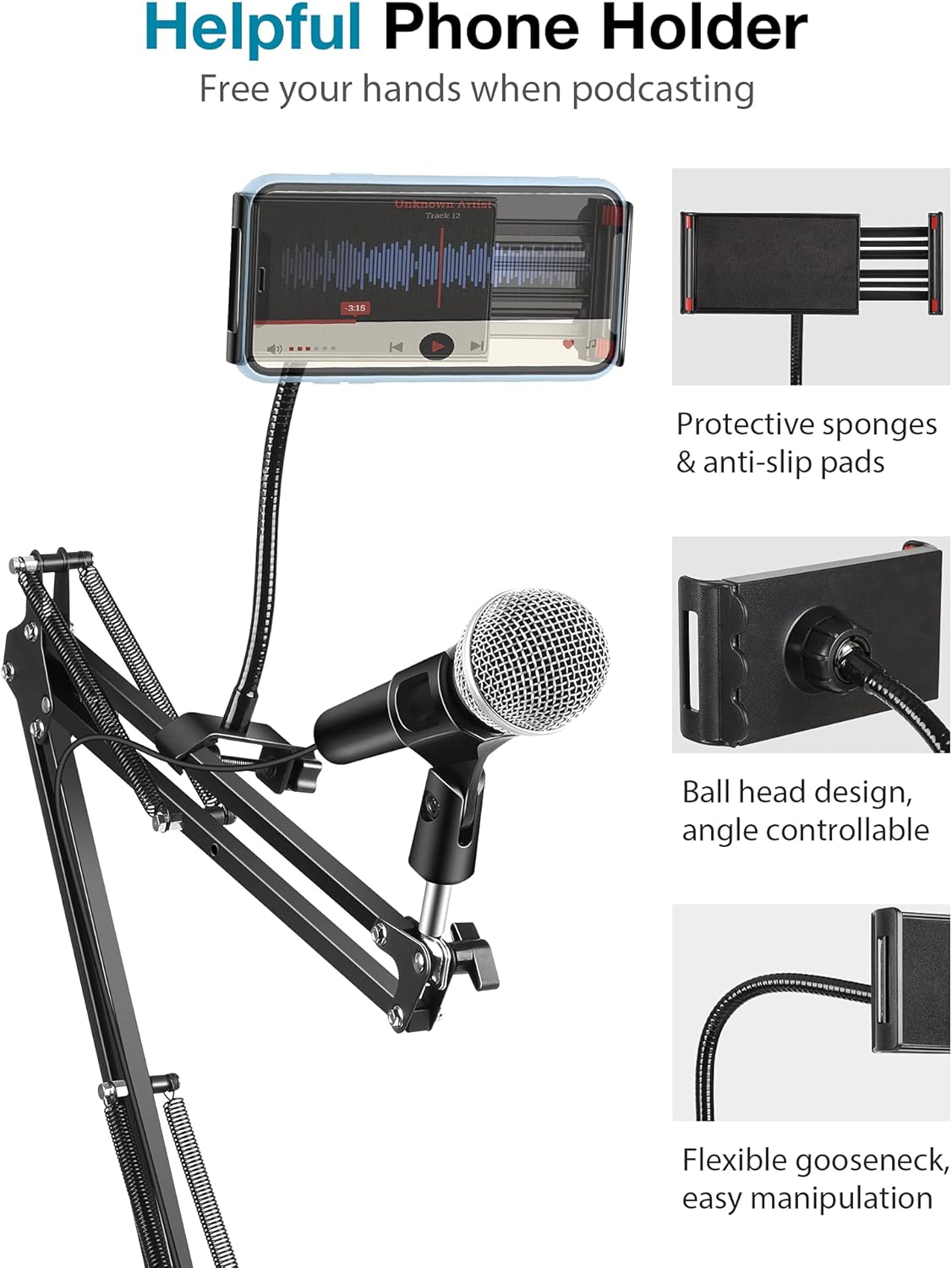 Boom Scissor Arm Microphone Stand with Shock Mount, Pack of 2 A256982