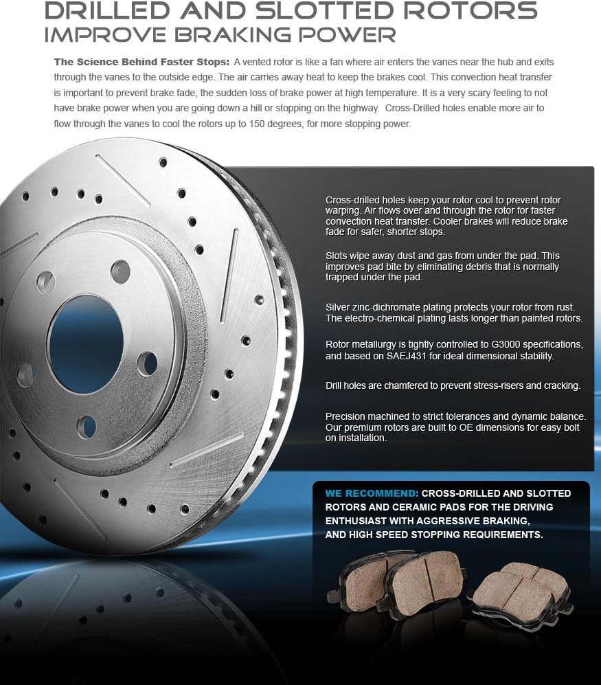 Powder Coated Red Calipers Rotors Ceramic Pads Performance Kit J3530