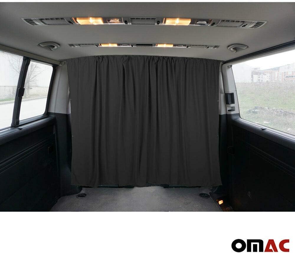 Black Campervan Divider Curtains Blinds Kit 2 pcs. Curtains 1pcs. Profiles Screws (54x39 inch) V86578