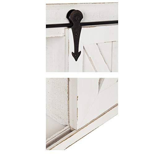 Rustic White Wood Wall Storage Cabinet with Sliding Barn Door P344