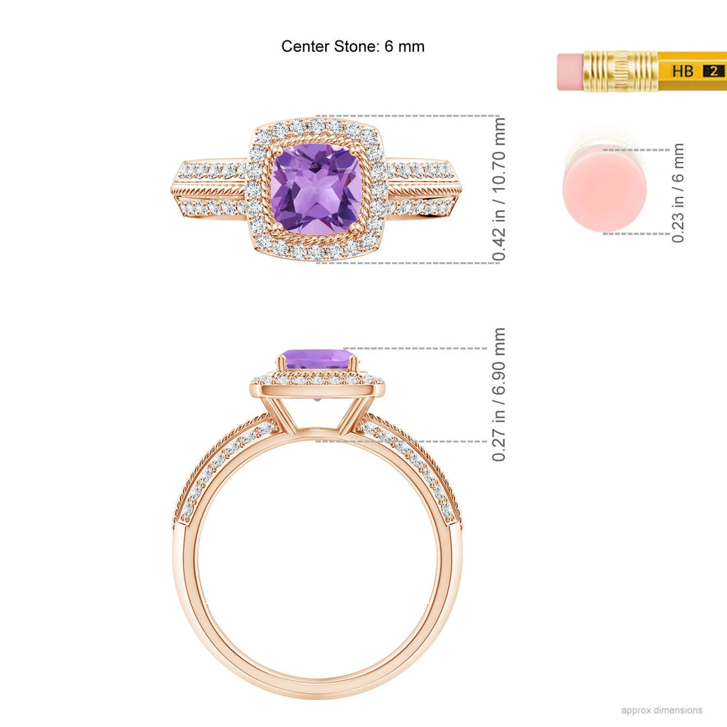 Amethyst with Diamond Halo Ring in 14K Rose Gold D278422