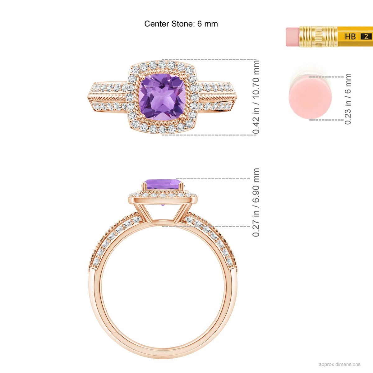 Amethyst with Diamond Halo Ring in 14K Rose Gold D278422