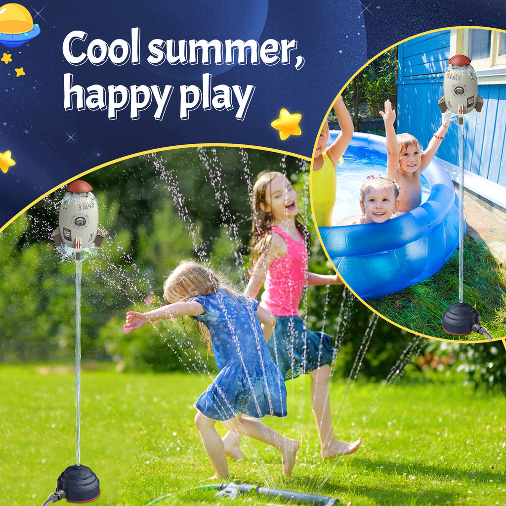 Rocket Outdoor Water Toys Sprinkler 360-Degree Rotation Attaches to Garden Hose R11933