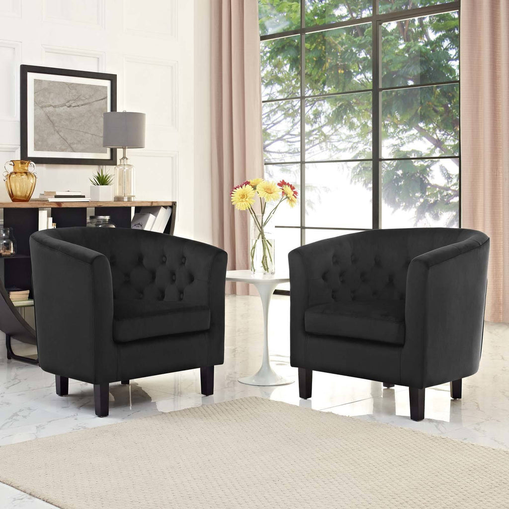 2 Piece Velvet Armchair Set - Gray O863