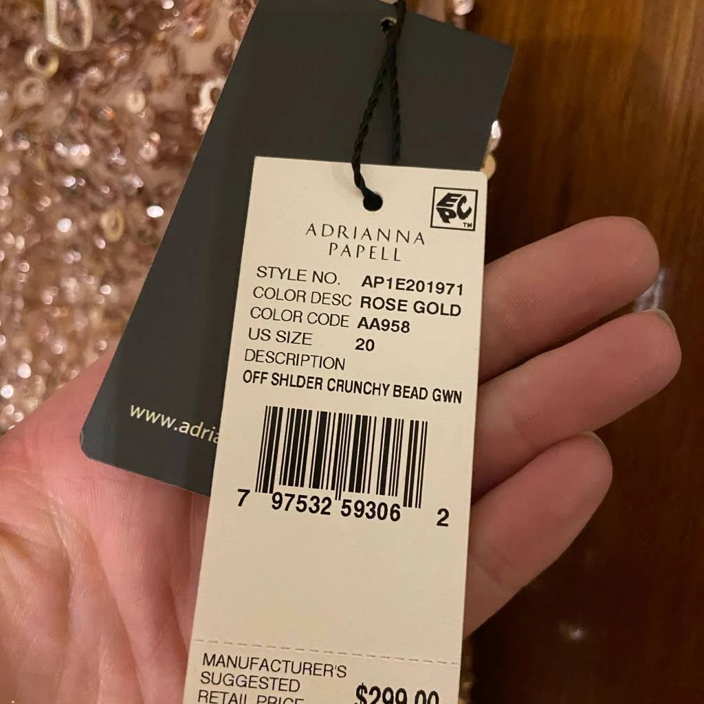Pink Off The Shoulder Sequin Beaded Gown M4741
