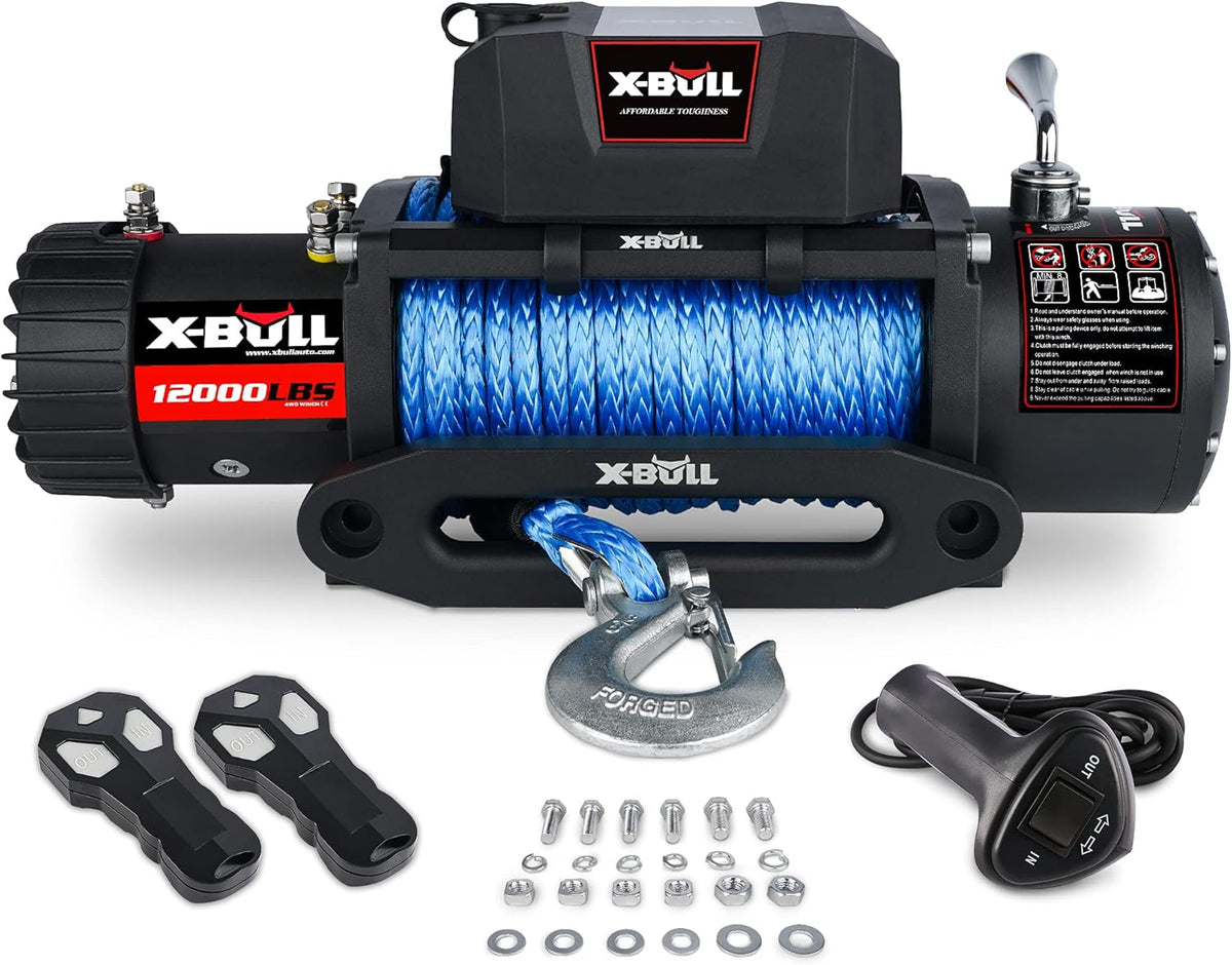 Blue 12000 lb Electric Winch Kit with Wireless Remote B78418