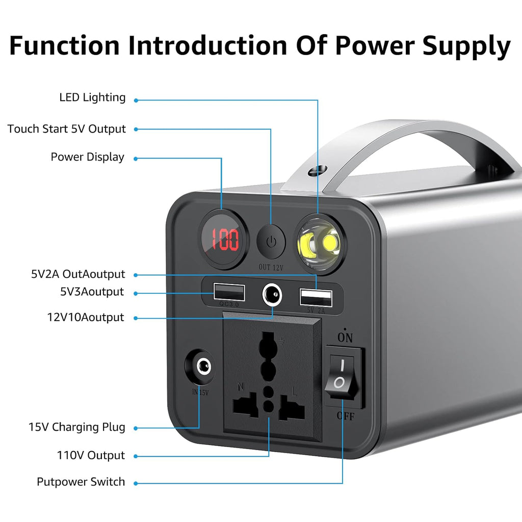 150WH Portable Power Station with Dual 110V AC Outlet F413684