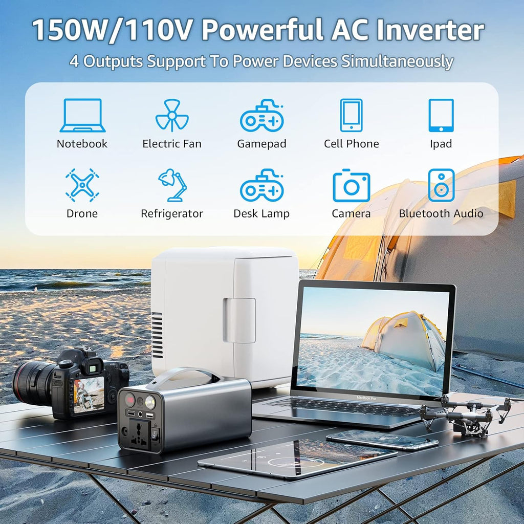 150WH Portable Power Station with Dual 110V AC Outlet F413684