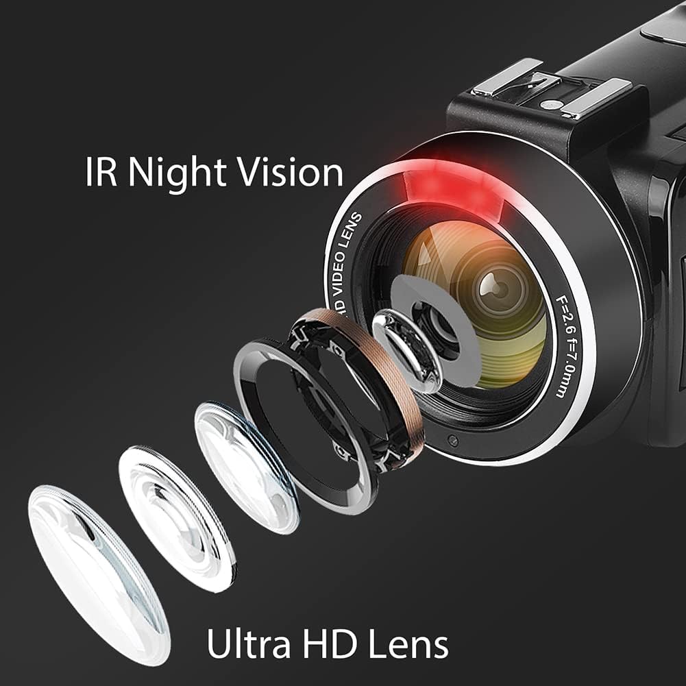 4K 56MP UHD Video Camera Camcorder with 32G SD Card IR Night Vision 18X Digital Zoom WiFi X895