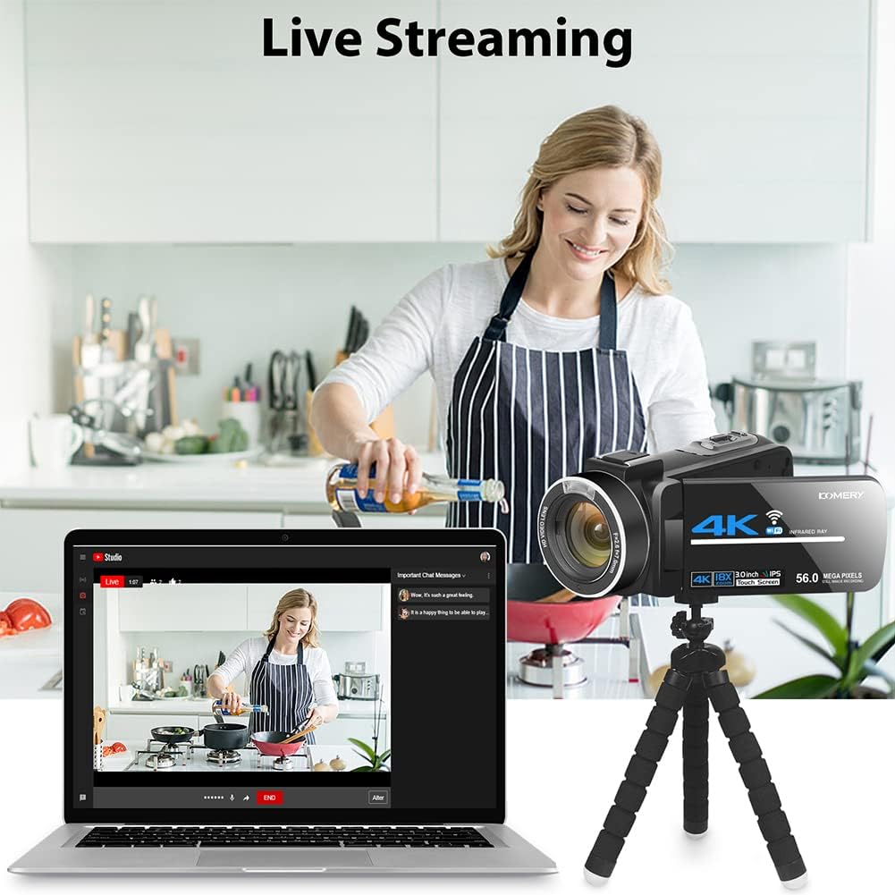 4K 56MP UHD Video Camera Camcorder with 32G SD Card IR Night Vision 18X Digital Zoom WiFi X895