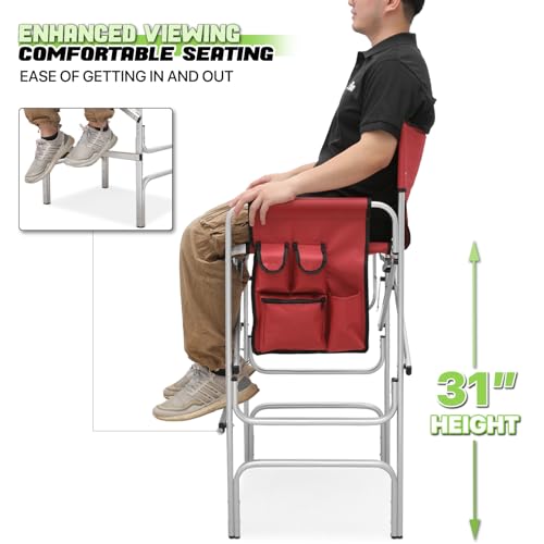 Dark Green Folding Camping Director Chair with Side Table F836