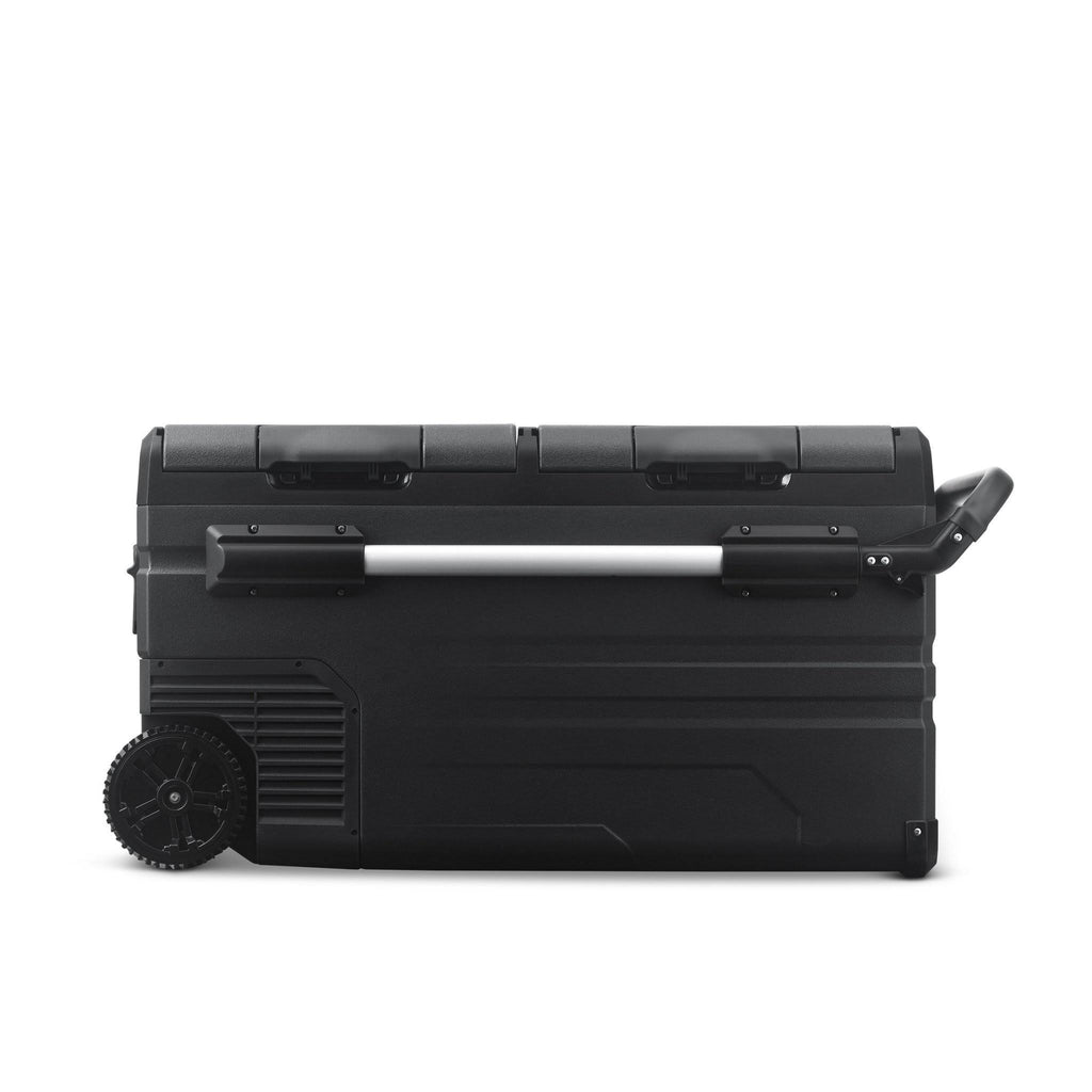 Portable 80 qt. Electric Car Camping Cooler with Dual Zone Fridge and Freezer Storage - Black F4201