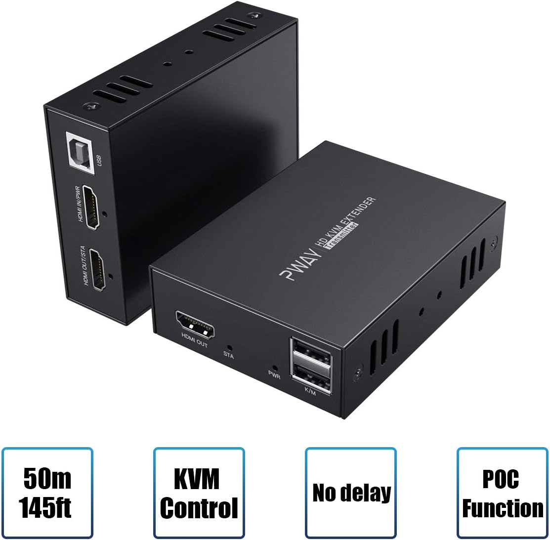 HDMI KVM USB Extender Over Ethernet Cat5e/6 Up to 50m/164ft, 1080P 3D, Pack of 2 Y5136