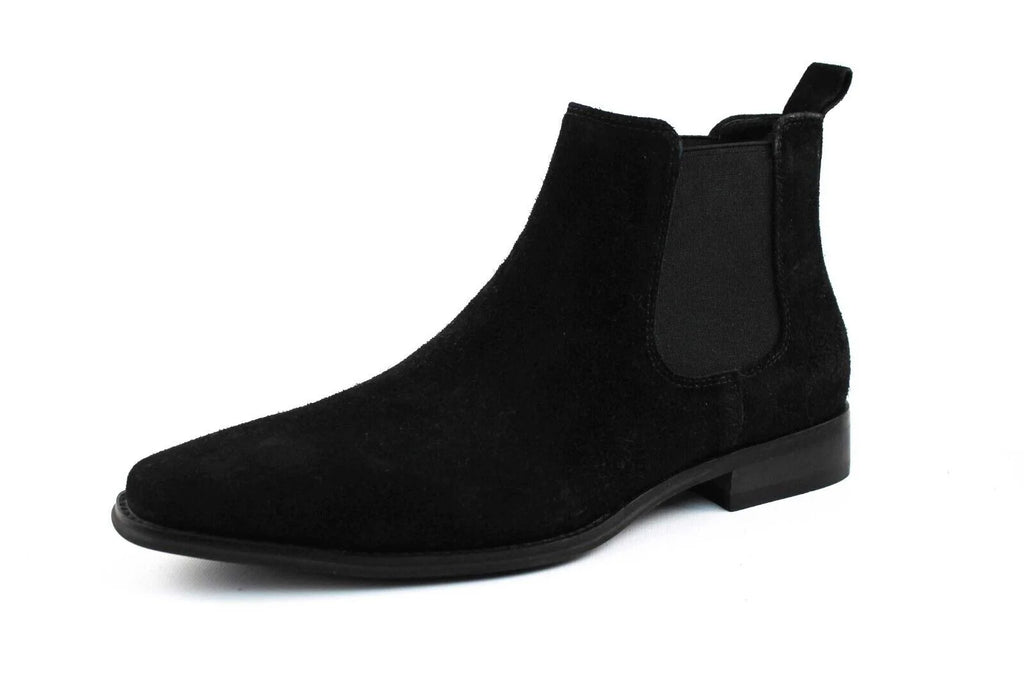 Black Suede Chelsea Ankle Boots V8999