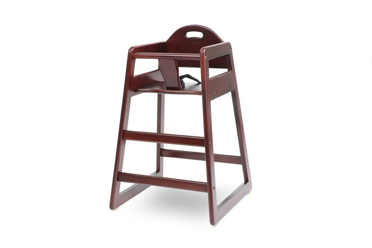 Cherry Brown Wooden High Chair with Safety Belt U293243