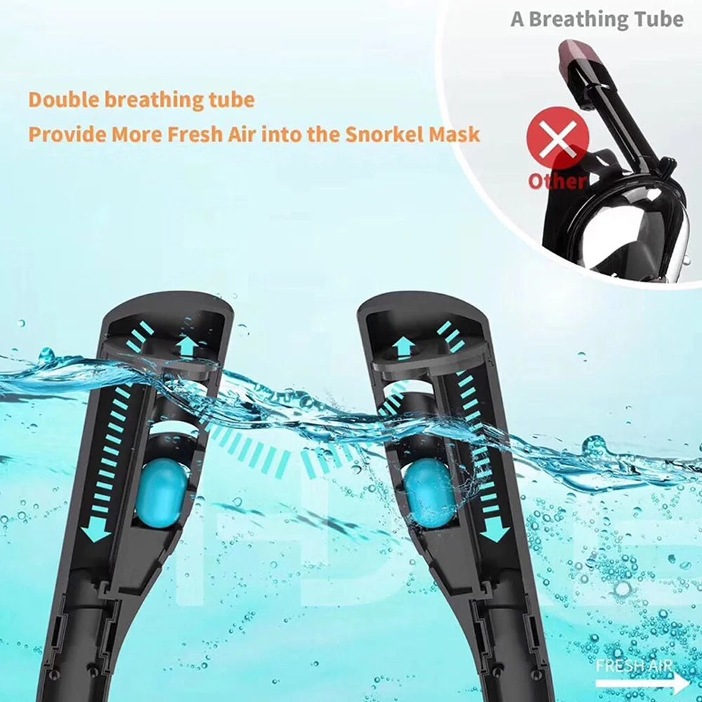Snorkeling Diving Goggles with Double Tube Silicone G1902