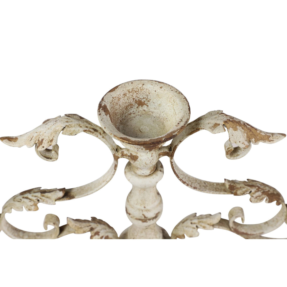 White Metal and Wood Candelabra with 3 Candle Holder R889