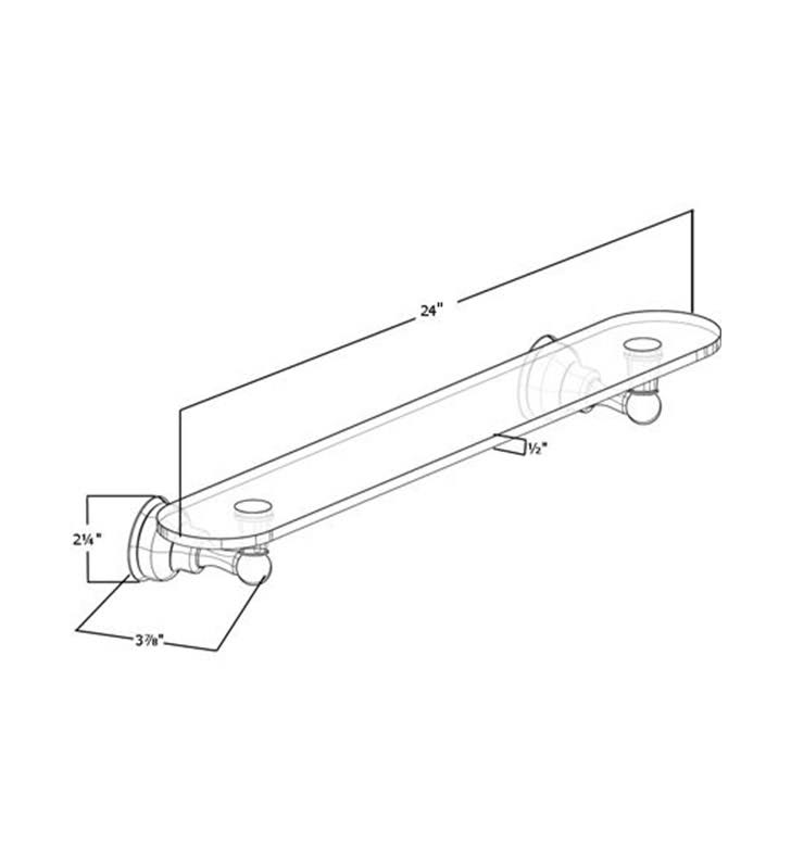 24x22 Glass Shelf Unlacquered Brass G818