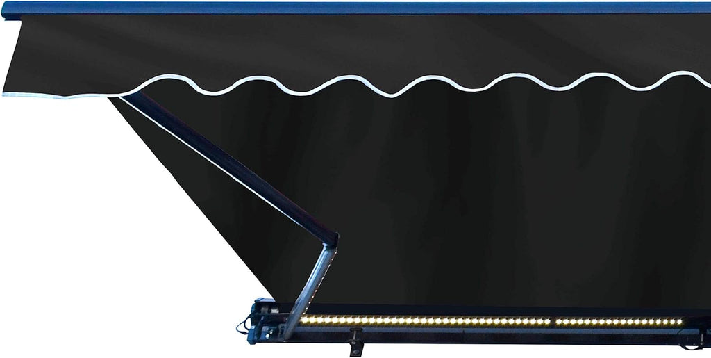 Motorized Retractable Patio Awning, 16x10 Feet, Polyester Canopy, Blue V9493