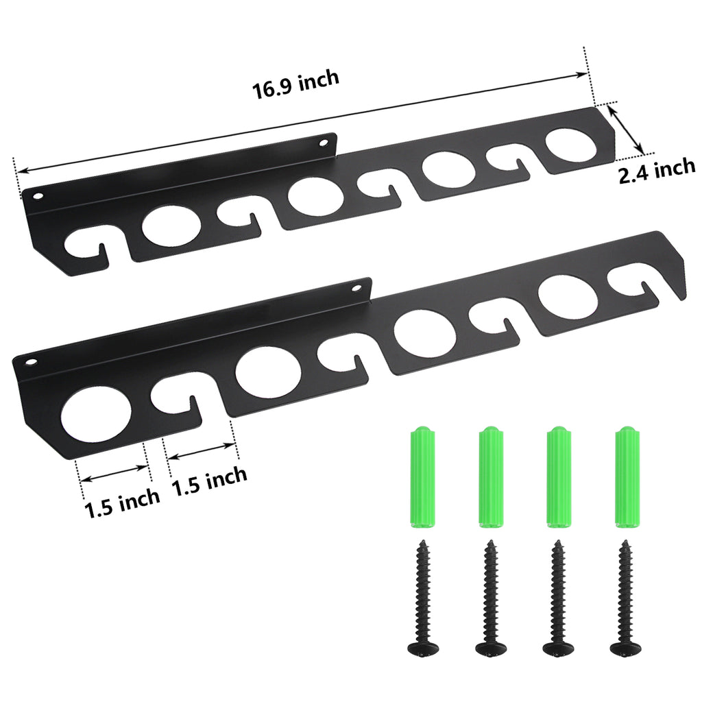 Black 2 Pack Fishing Rod Rack Wall Mount, Holds 16 Rods W646