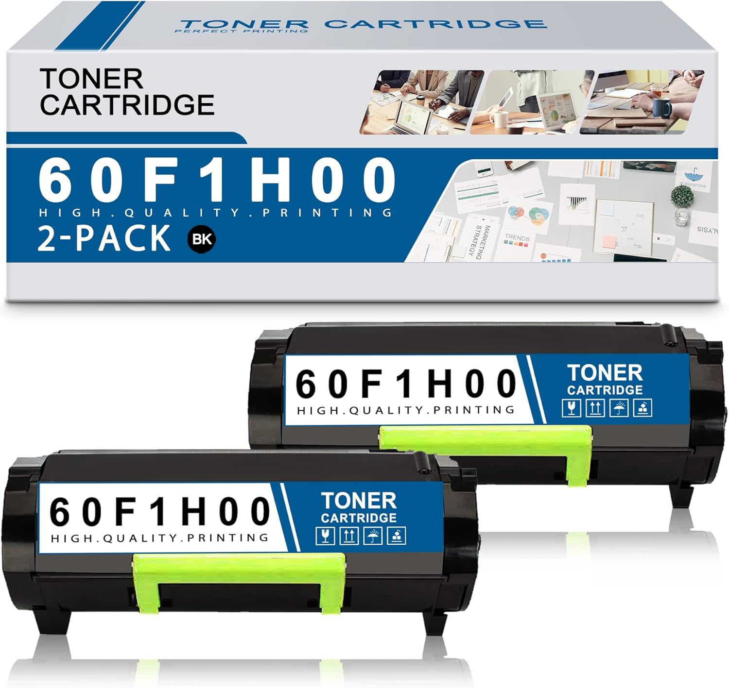 2 Black Toner Cartridges for Lexmark MX310 MX611 MX511 MX410 MX610 MX510 Printer E59756