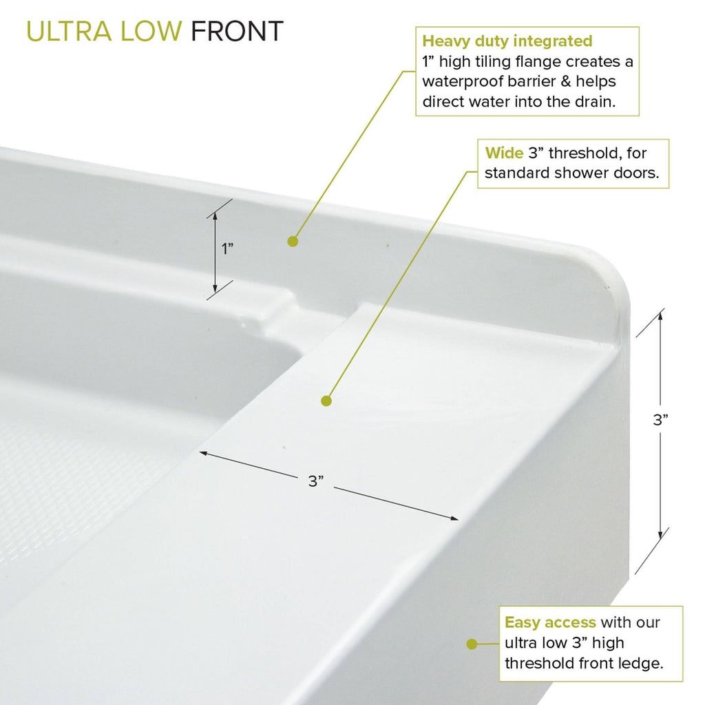 Cameo Single Threshold Shower Base with Center Drain B7129