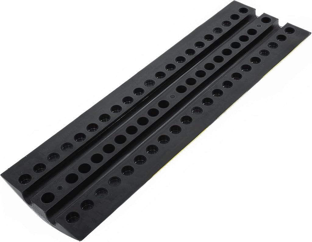 Rubber Speed Bumps 1 Pack 2-Channel Modular Heavy Duty Cable Protector Ramp with 3 Bolts ( 39.4 x 12 W x 2.4 H) S44478