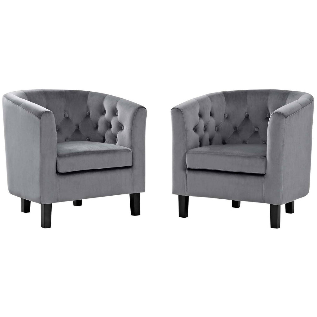 2 Piece Velvet Armchair Set - Gray O863