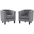 2 Piece Velvet Armchair Set - Gray O863