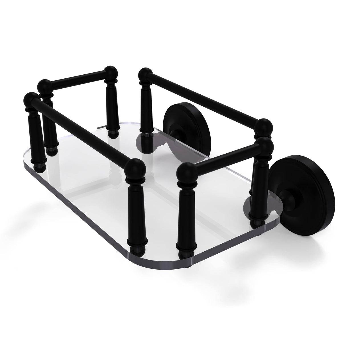 Antique Bronze Wall Mounted Glass Guest Towel Tray I57207