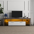 Brown Farmhouse TV Stand with Storage Drawers and Media Shelves Y274