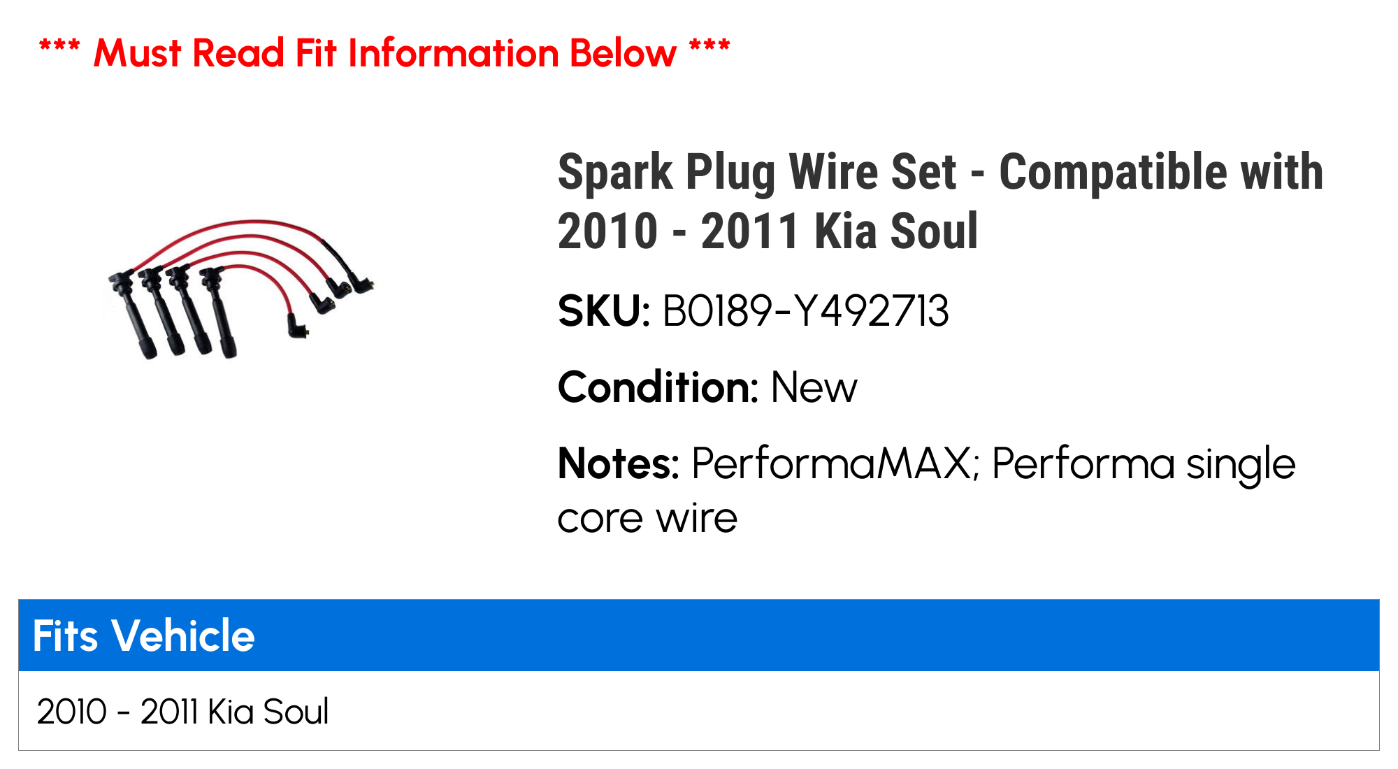 Spark Plug Wire Set C89010