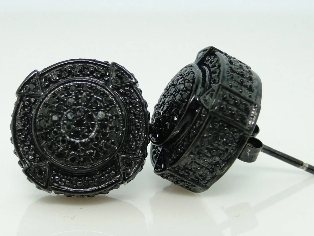 Black 3D Pave Diamond Earrings Z67406