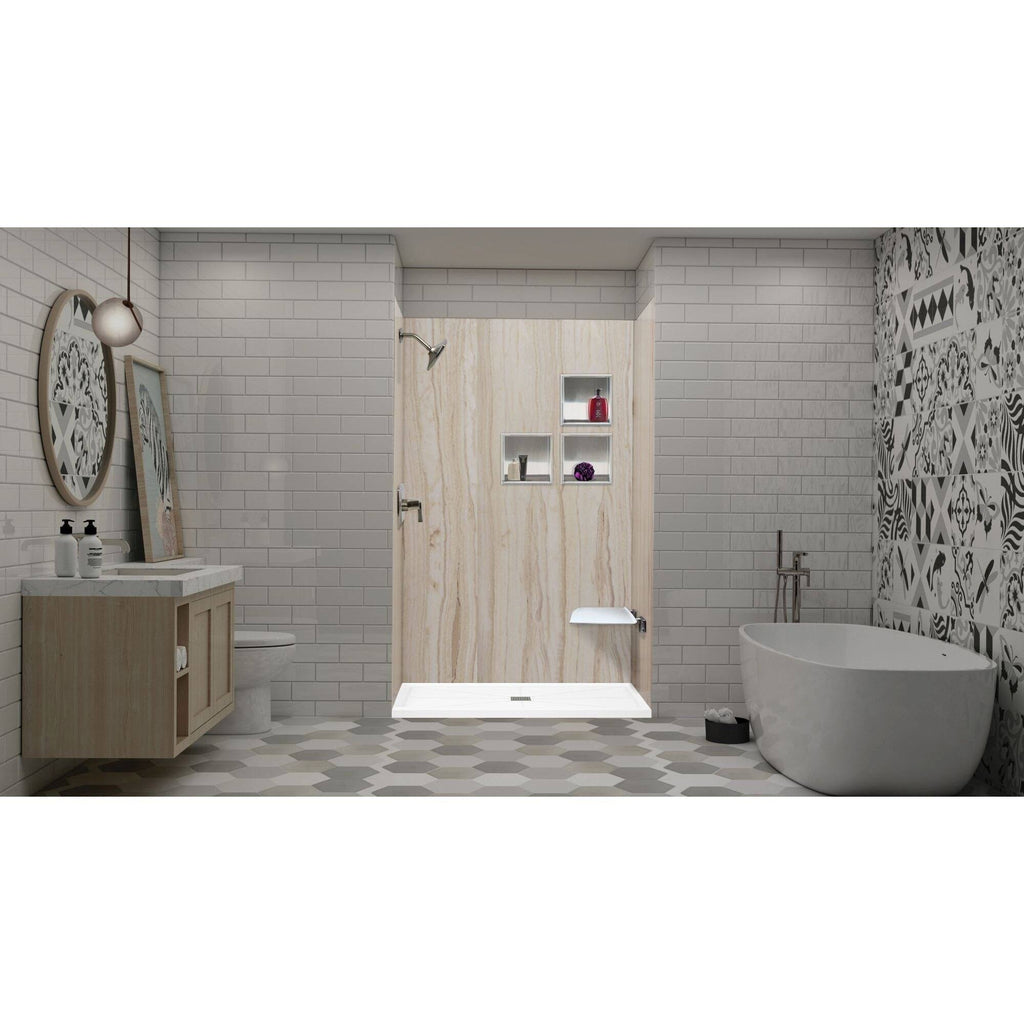 Cameo Single Threshold Shower Base with Center Drain B7129
