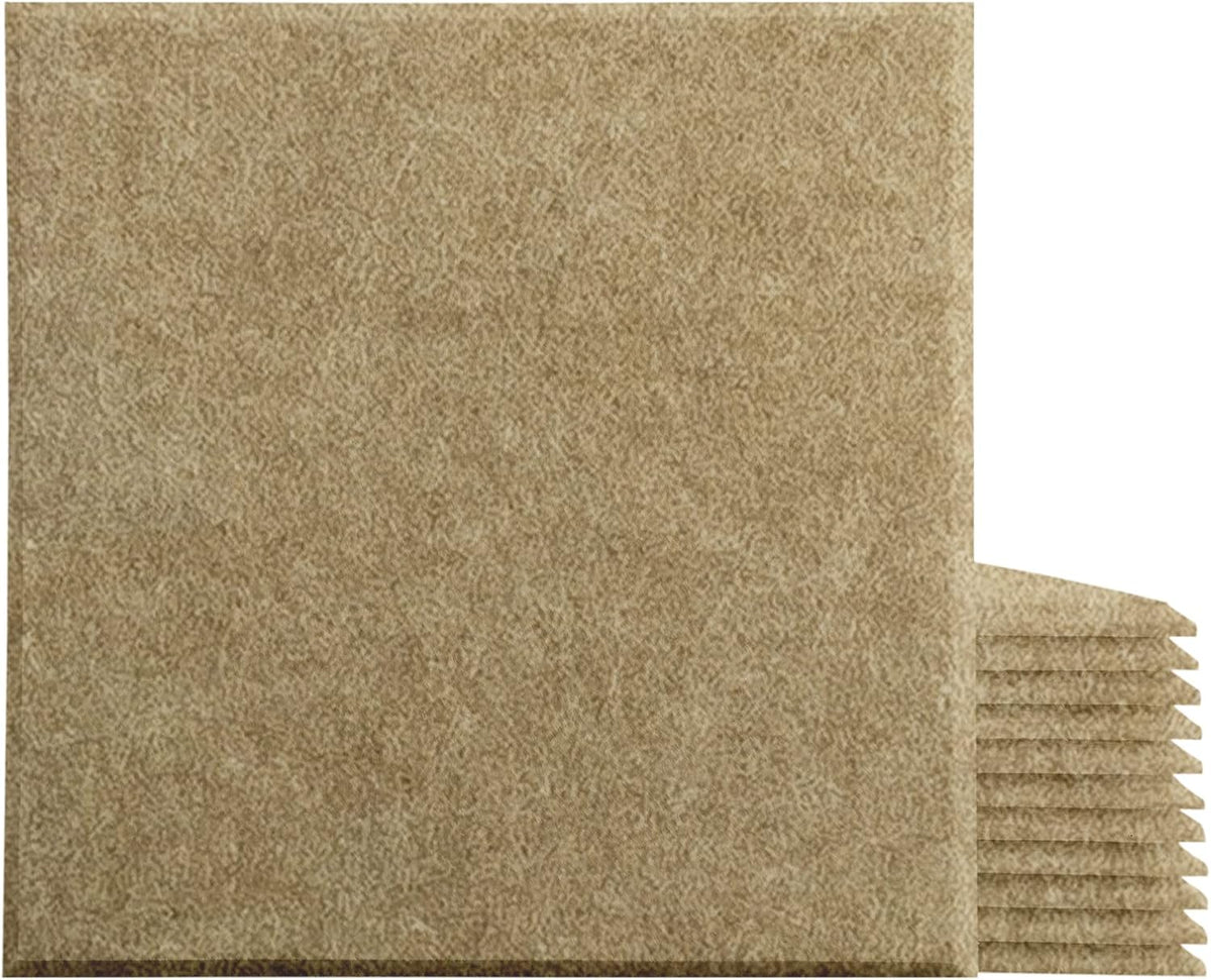 12 Pack Acoustic Panels, 12 X 12 X 0.4 Inch Brown Sound Absorbing Panel I371