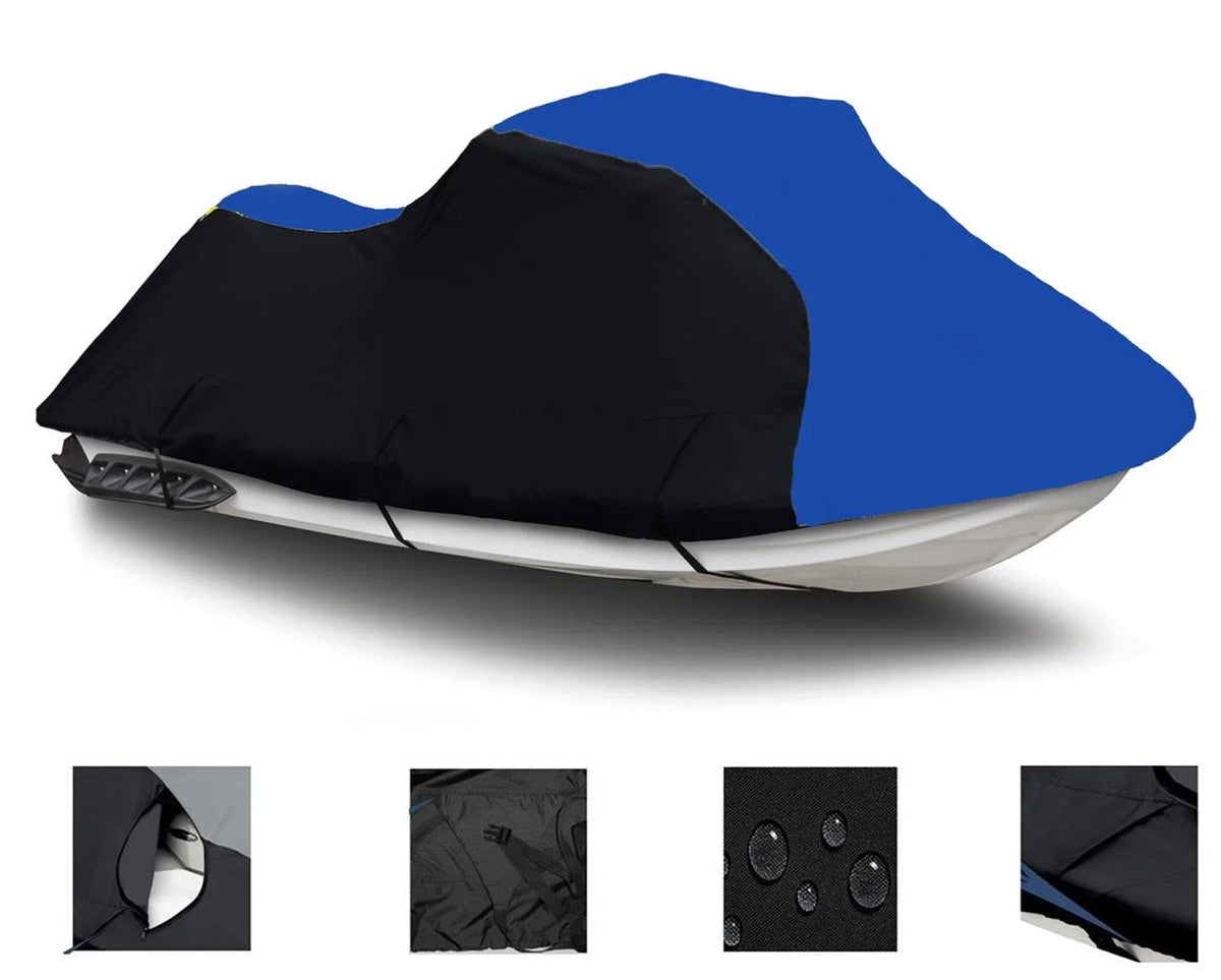 BLACK / BLUE HEAVY-DUTY 600D JET SKI Cover, 1-2 Seater A6164