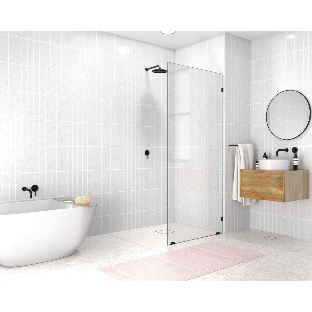 Frameless Shower Door, Brushed Nickel W490614