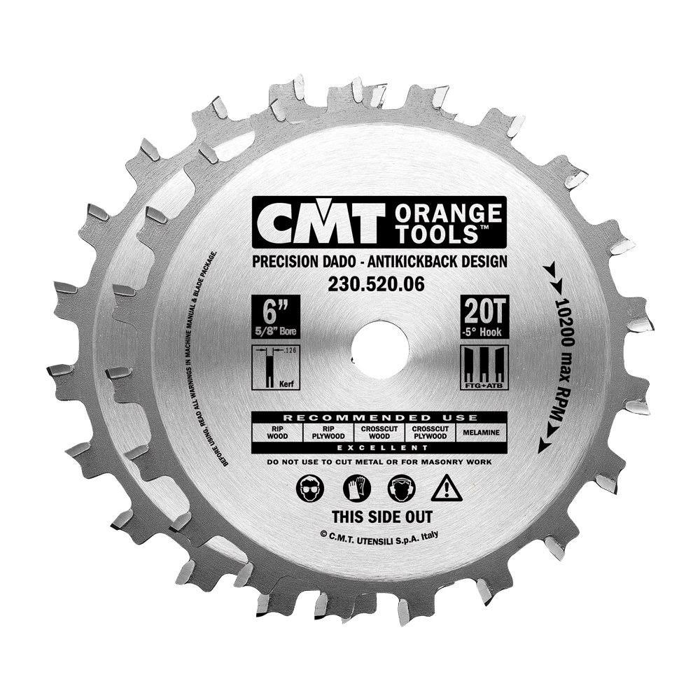 Precision Dado Set 6-Inch x 20 Teeth with 5/8-Inch Bore Y262