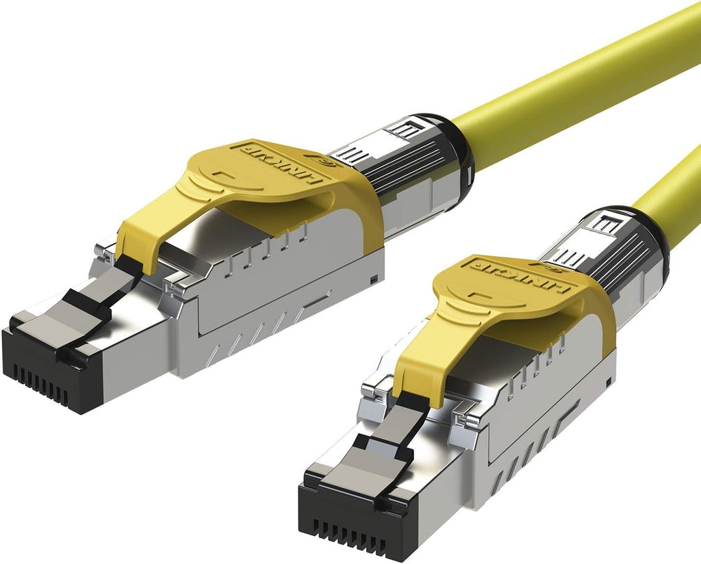 Cat8 Ethernet Patch Cable Double Shielded 2000MHz Yellow 50ft Pack of 2 G751
