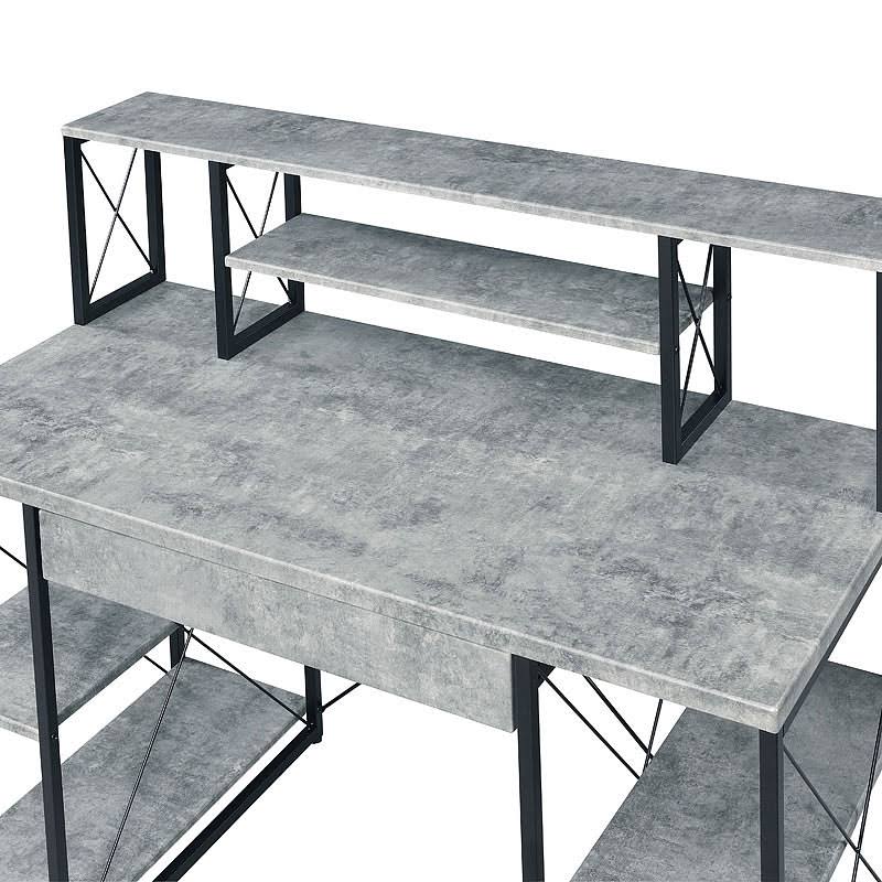 Faux Concrete Black Desk U83964