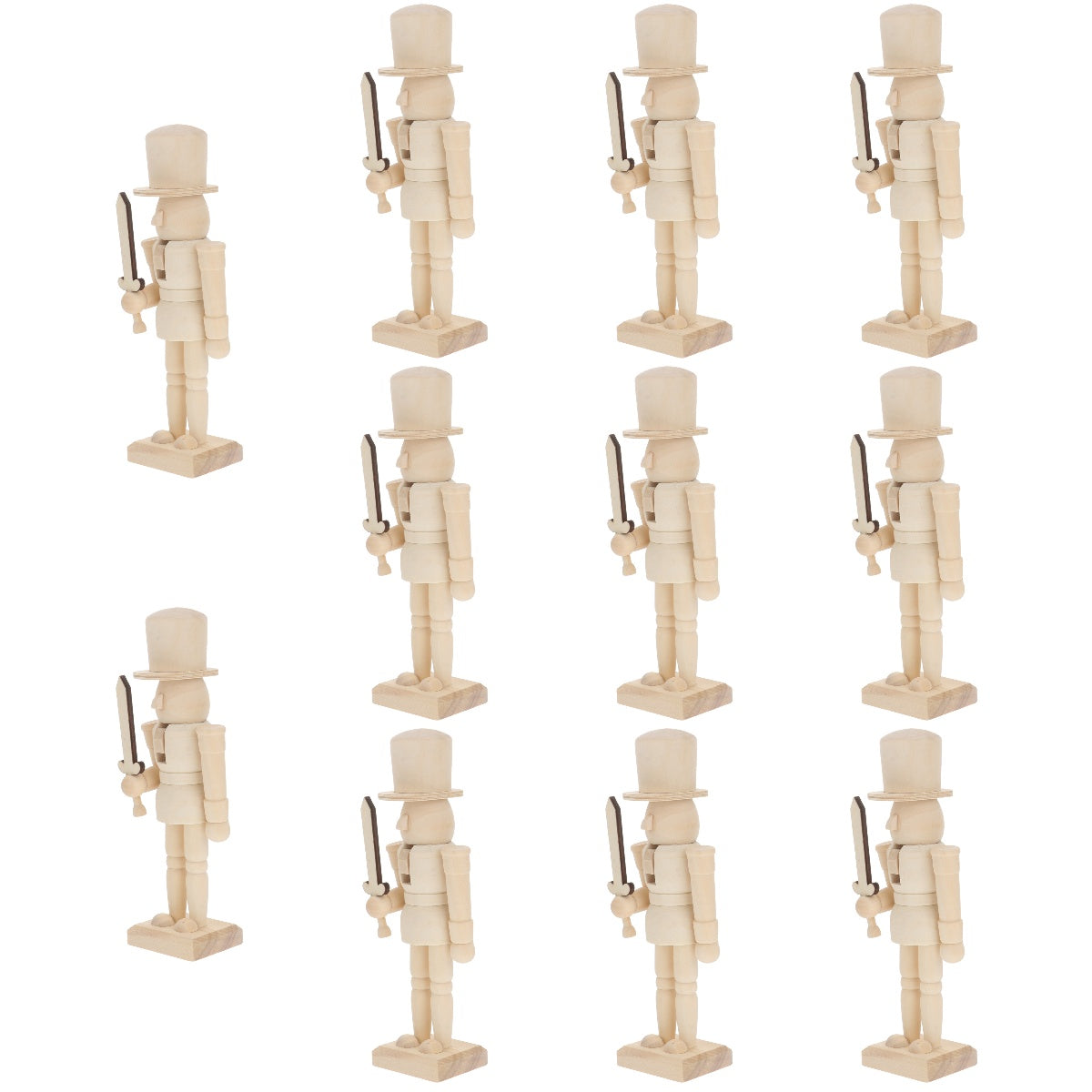 11 Pc Wooden Nutcracker Ornament Bamboo Child U975706