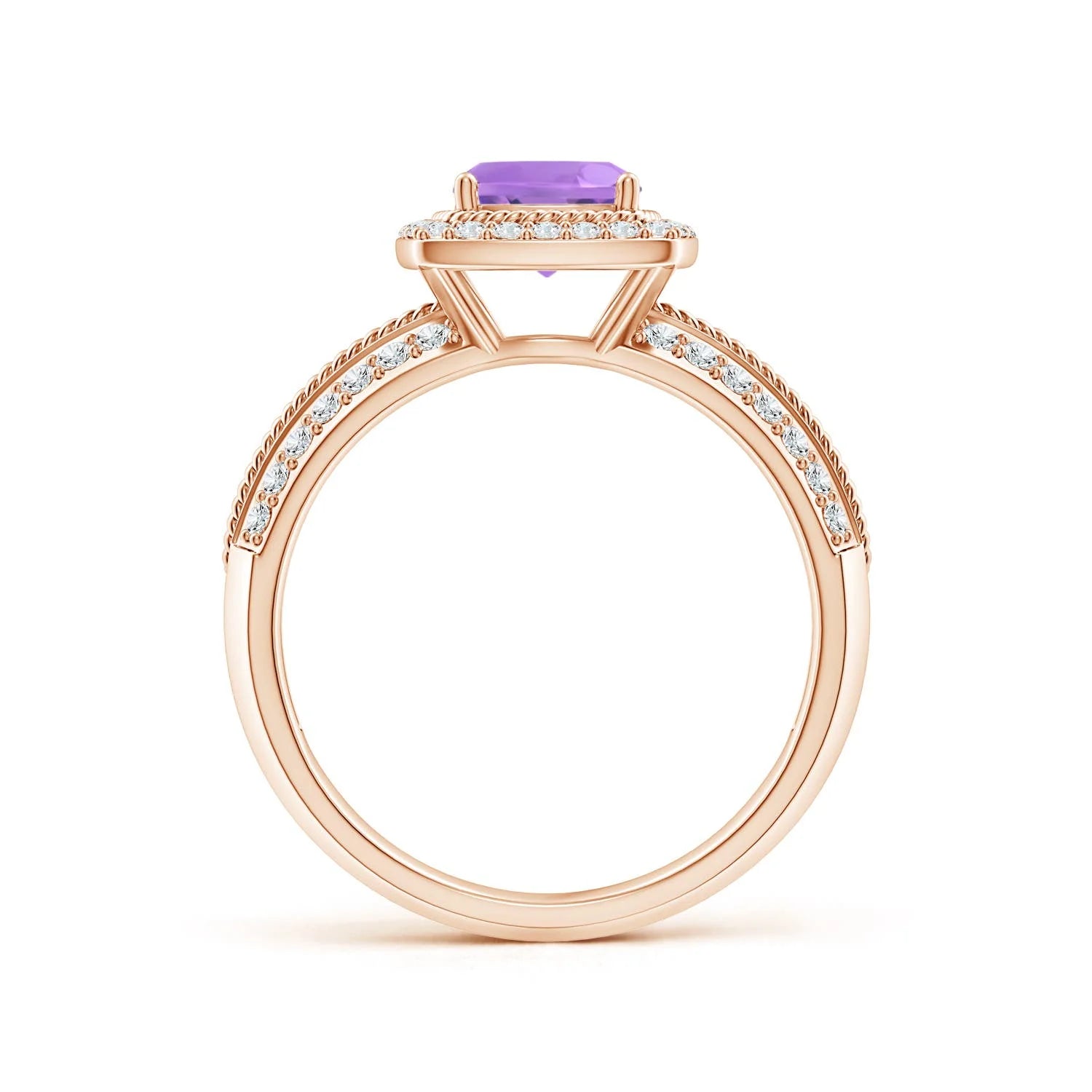 Amethyst with Diamond Halo Ring in 14K Rose Gold D278422