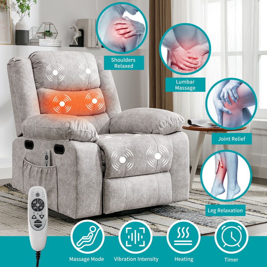 Beige Electric Massage Recliner Chair J6500