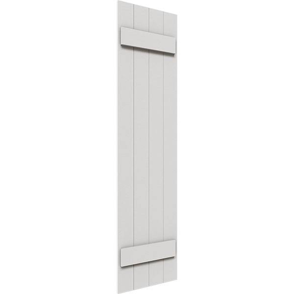 Rustic Four Board Joined Board-n-Batten Faux Wood Shutters (Per Pair) B992872