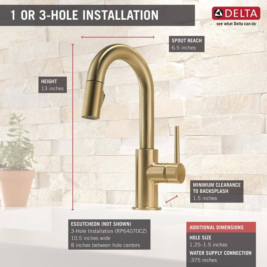 Chrome Single Handle Pull-Down Bar/Prep Faucet F9430