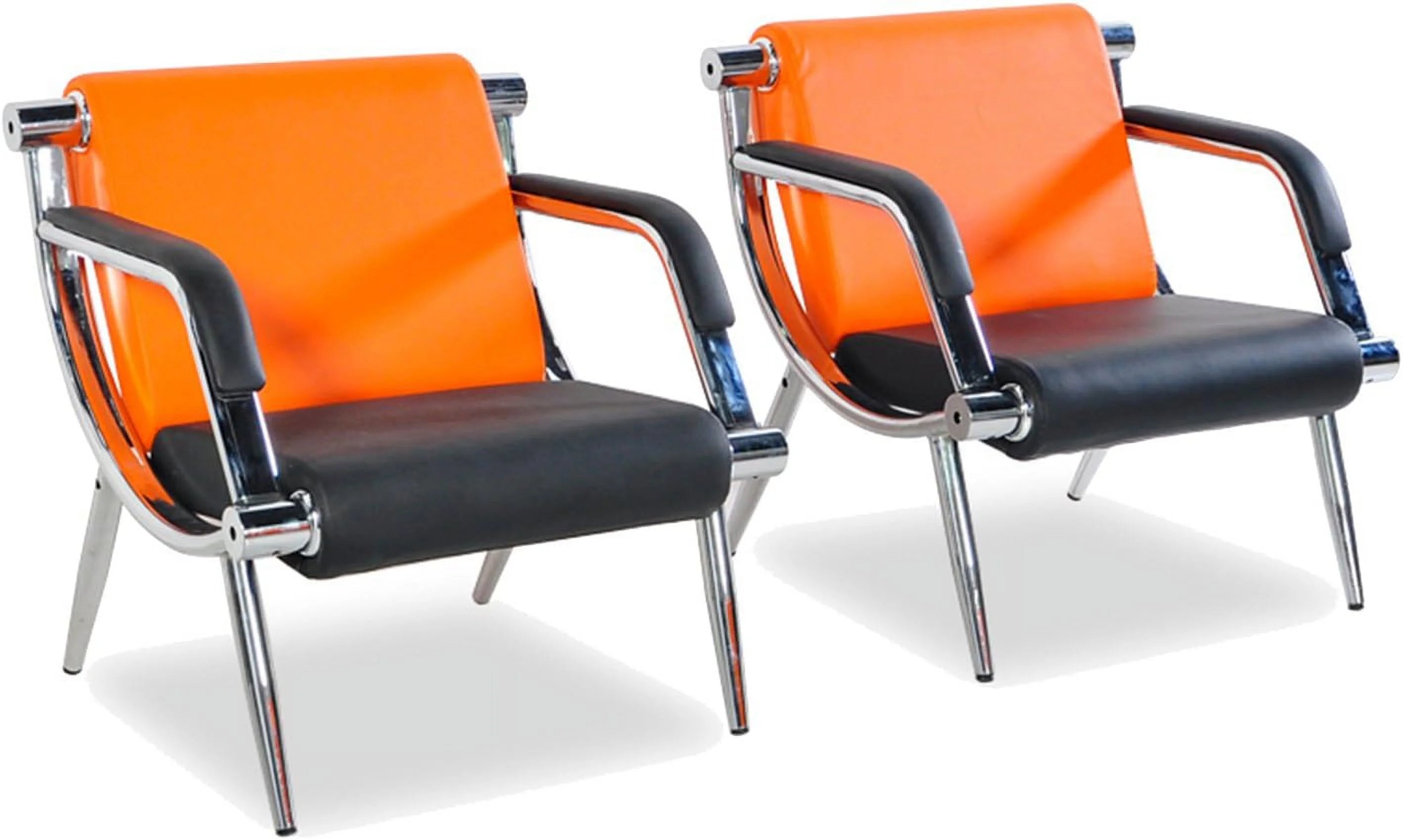 Orange And Black PU Leather Reception Chair V47460
